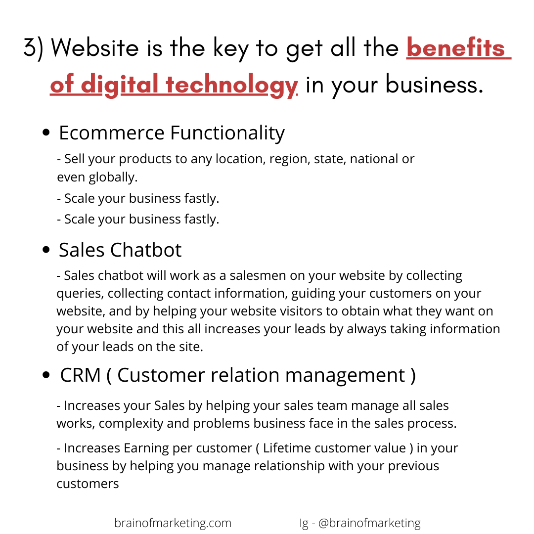 3) Website is the key to get all the benefits of digital technology in your business